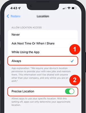 turn on precise location