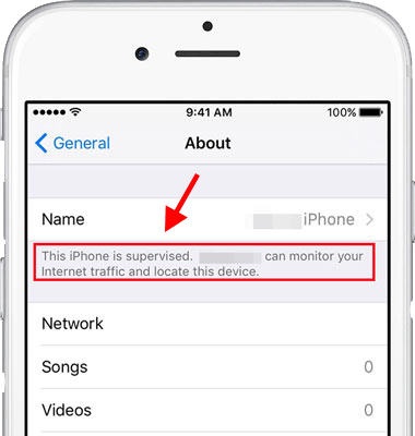 check iPhone supervision under Name section