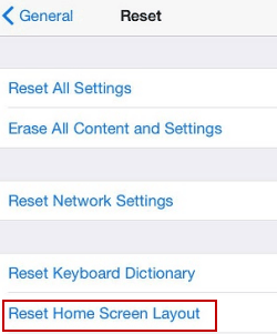 click reset home screen layout