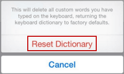 click reset dictionary