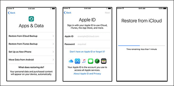 restore iOS devices from iCloud backup