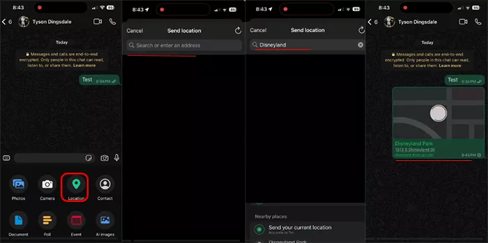 send different location from WhatsApp