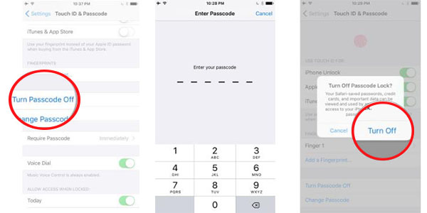 turn password off on iPhone and iPad 