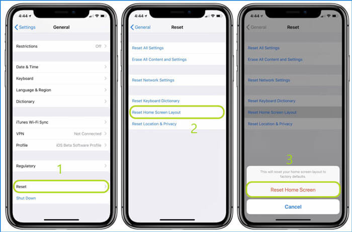restore home screen layout in iphone