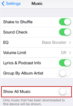 turn off show all music