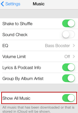 turn on show all music