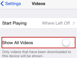 turn off show all videos