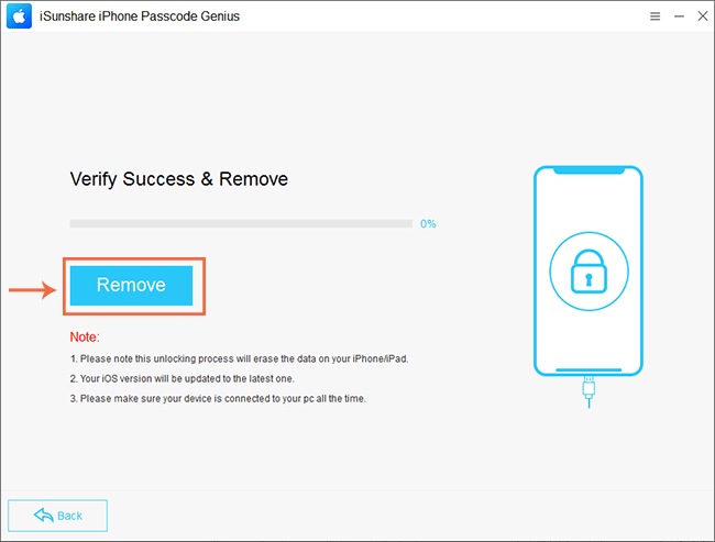 verify success and click Remove