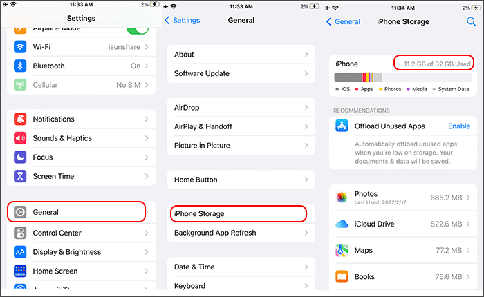 access iPhone storage