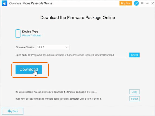 download the corresponding firmware package