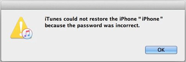 itunes backup passord was wrong
