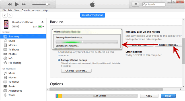 transfer itunes backup data to new iphone