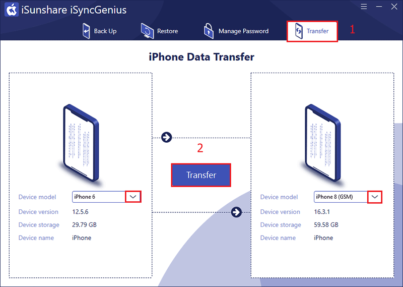 tap transfer button