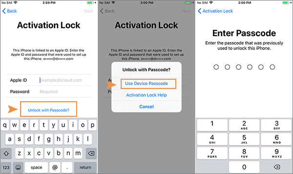 enter screen password to unlock Activation Lock