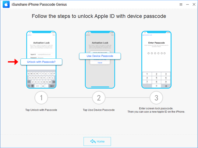 operations to unlock Apple ID on iPhone with device passcode