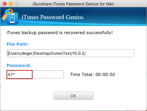 successfully find itunes backup password on mac
