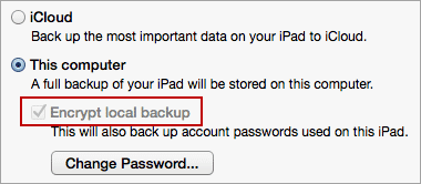 encrypt iphone backup greyed out