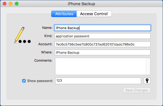 successfully find iphone backup password in keychain