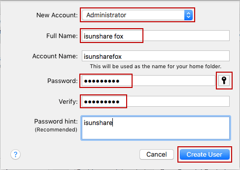 create administrator on mac
