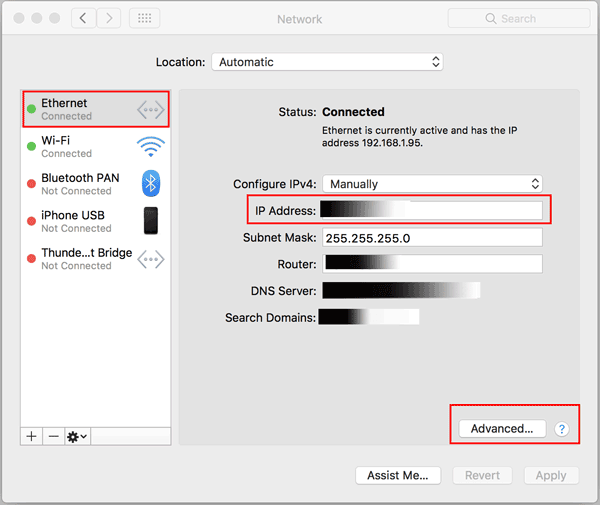 get ip address from system preferences