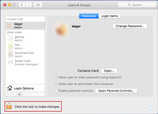 access users and groups in mac