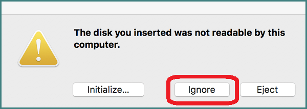 unreadable disk on Mac