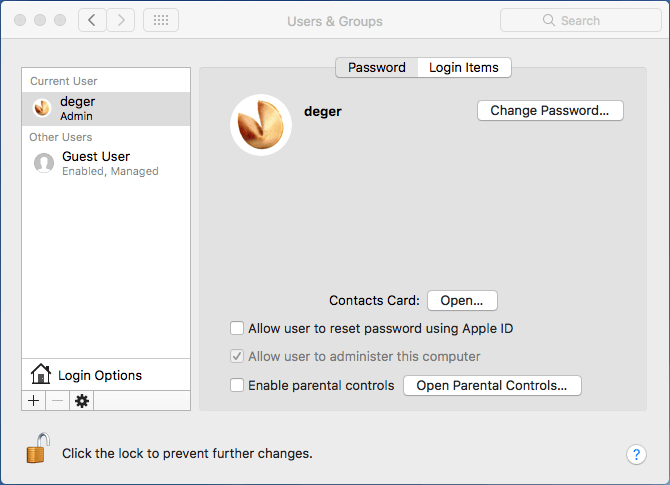 choose to change user password on mac