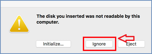 unreadable drive prompt of mac