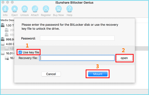 open recovery file to unlock the BitLocker drive