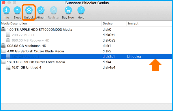 unlock selected BitLocker drive