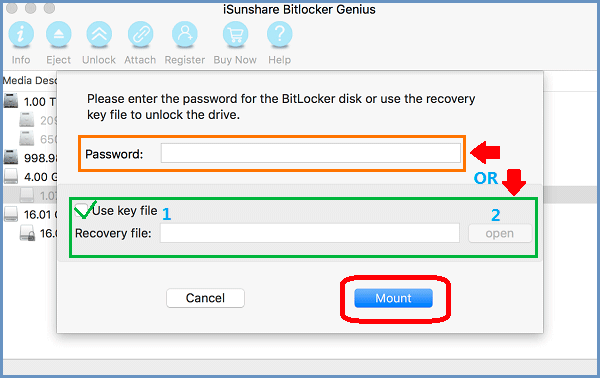 password or recovery file to unlock