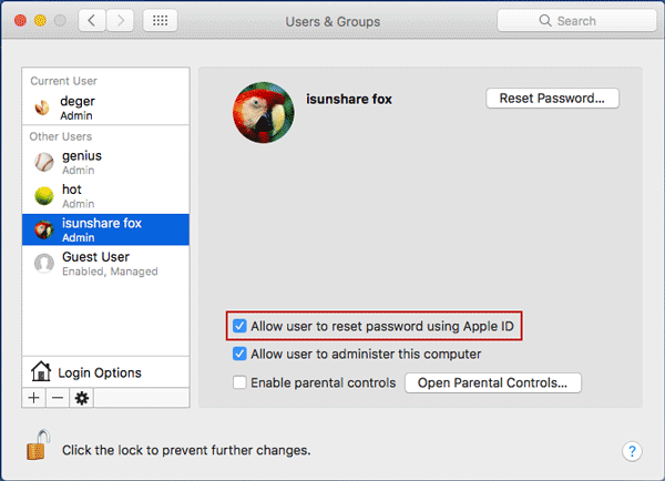 how to reset administrator username and password on mac