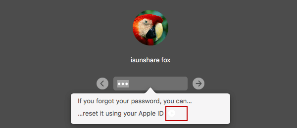 click the icon after entering incorrect login password