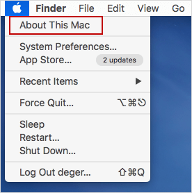 click on about this mac