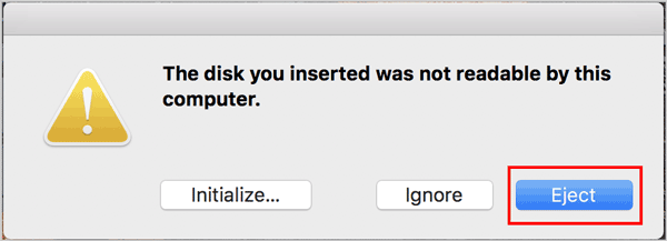 the disk you insert was not readable by this computer