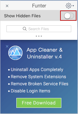 show or hide hidden files with funder