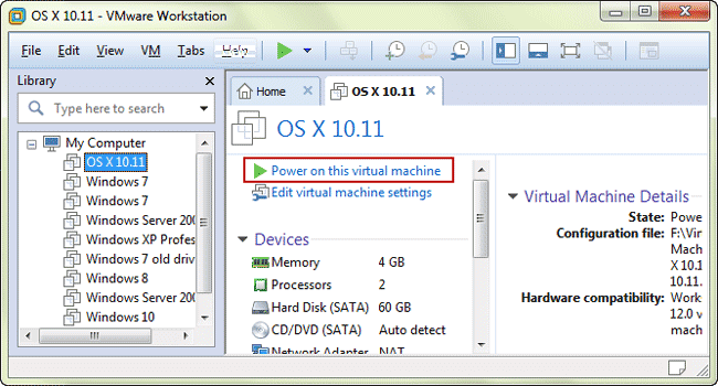 power on mac os x after changing USB compatibility