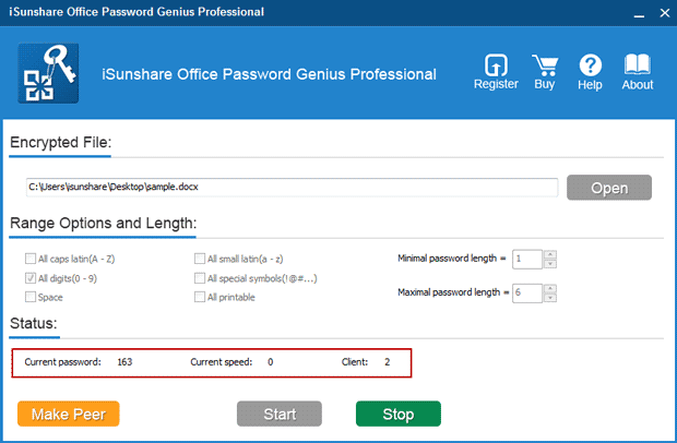 check word docx password recovery progress