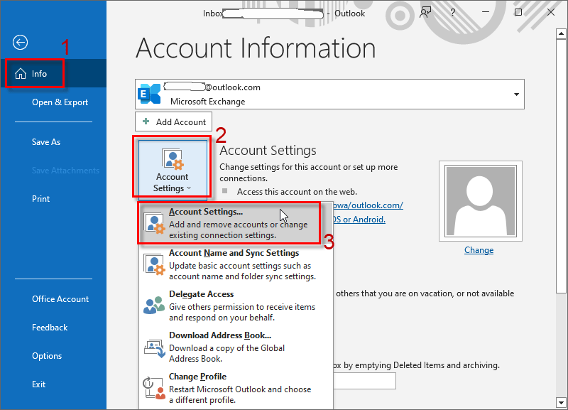 outlook password