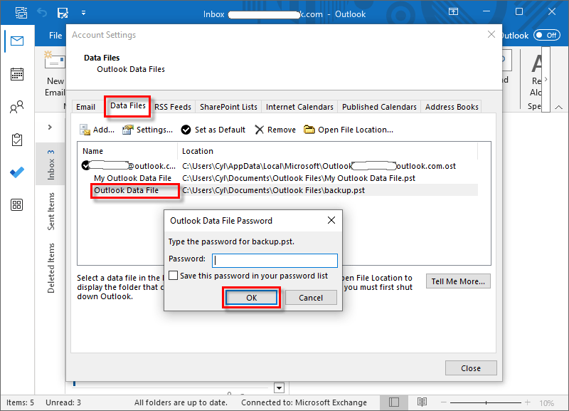 type outlook password