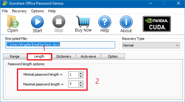 set the password length