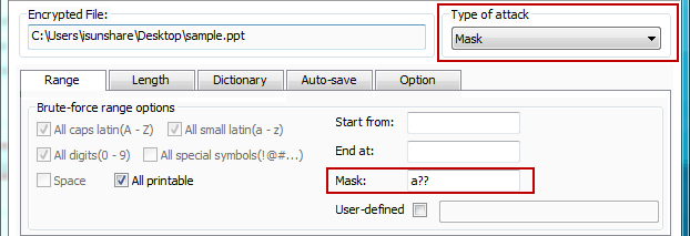 choose Mask password recovery type
