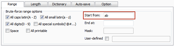 set password starting parameters