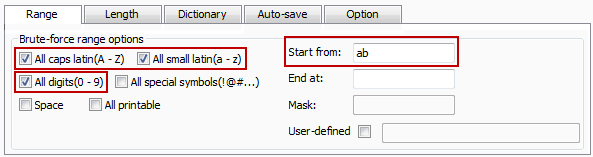 set password start characters for Brute-force