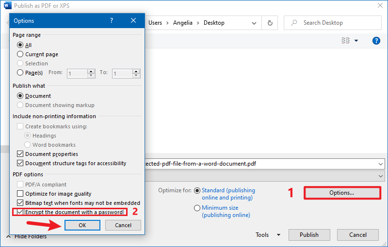 encrypt the document with a password