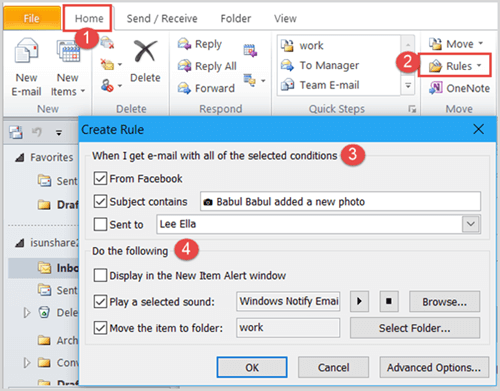 create rule outlook