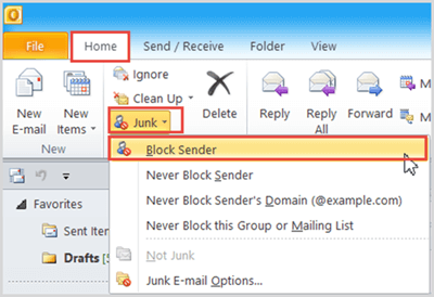 home junk block sender