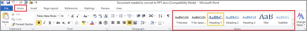 use styles to format document