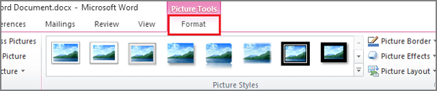 choose a format from picture styles