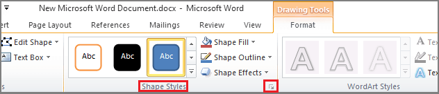 click the arrow in the bottom right of shape styles